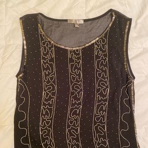 Black front beaded blouse